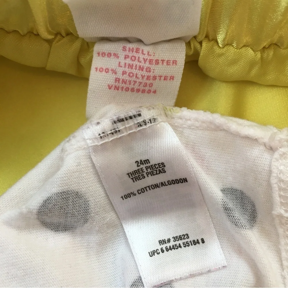 Bundle 2-Pcs Matching Sets Baby Girls Polka Dots White Top Yellow Tutu Skirt